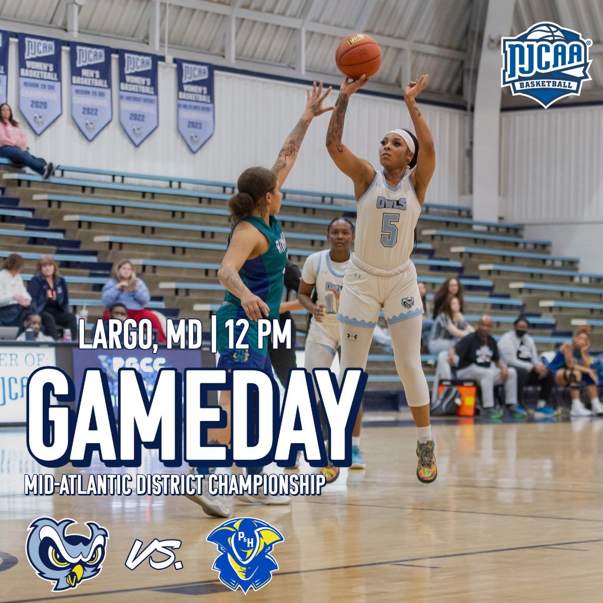 Prince George's CC Owls (@pgccowls) on Twitter photo ‼️🏀‼️CHAMPIONSHIP DAY‼️🏀‼️
#8 <a href="/PGCC_WBB/">PGCC Women's Basketball</a> is looking for their third consecutive District Title vs. <a href="/PHCCAthletics/">Patrick & Henry CC Athletics</a> at 12 PM. Come out to Novak and support the Owls!!#OwlNation🦉
📊 pgccowls.com/sports/wbkb/20…
📺 YouTube.com/pgccowls
🎟️ tinyurl.com/4xydzn78 ‼️🏀‼️CHAMPIONSHIP DAY‼️🏀‼️
#8 <a href="/PGCC_WBB/">PGCC Women's Basketball</a> is looking for their third consecutive District Title vs. <a href="/PHCCAthletics/">Patrick & Henry CC Athletics</a> at 12 PM. Come out to Novak and support the Owls!!#OwlNation🦉
📊 pgccowls.com/sports/wbkb/20…
📺 YouTube.com/pgccowls
🎟️ tinyurl.com/4xydzn78
