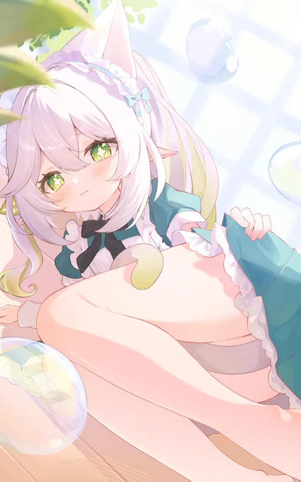 #ナヒーダ #原神太ももがもちもちの猫耳メイドなひなひを描いたらフォロワー伸びるらしいのでリプにトリミング前の絵あり 