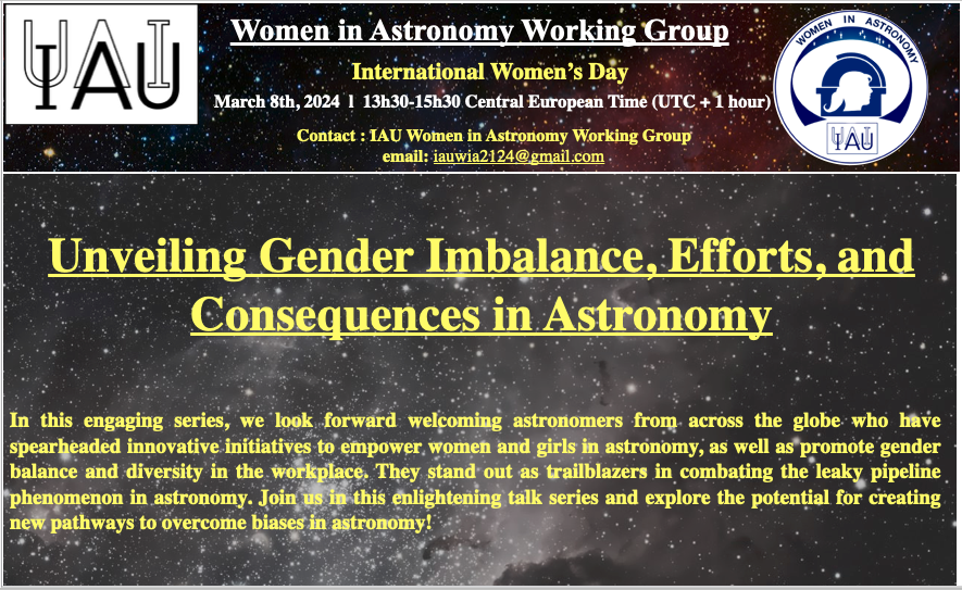 IAU_WiA's tweet photo. Let's celebrate their trailblazing efforts &amp; explore new pathways to inclusivity! #IWD🌟🔭 @EU_Commission @EAS_meeting @ERC_Research @IAU_org @IAU_Outreach @Astro4Dev @astro4edu @astronomy2024 @IAUJuniorMember @ScienceMagazine @MSCActions @ESA_Tech @CORDIS_EU @europlanetmedia https://t.co/CB9pWW3iAg