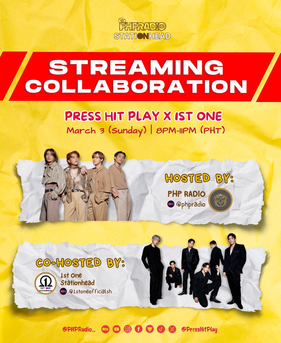 PHPRadio_'s tweet photo. [🎧STREAMING COLLABORATION🎶]

Pearls and ForOne!

Our first-ever streaming collaboration with @1stOneSH is happening tomorrow~💛💗

Join us and let's immerse ourselves in @PressHitPlay and @1stoneOfficial's music together on Stationhead!

#PHPx1stOne
#Press_Hit_Play #1stOne https://t.co/PilbnwZ0SE