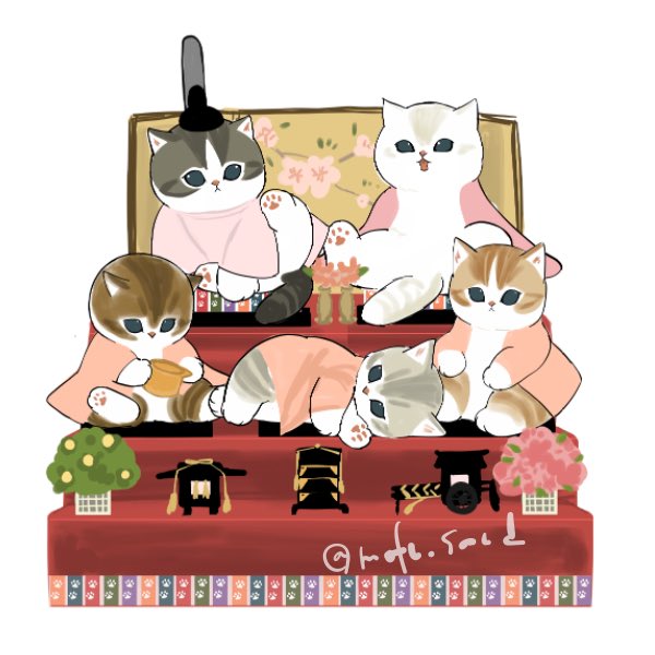 calendar (medium) cat no humans animal focus hat white background calico  illustration images