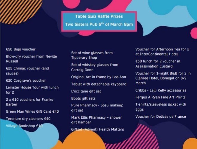 Hoping to buy some more picnic benches and enhance the outdoor space for the students @Pres_Terenure. Just a few tables left for our Quiz and Raffle on Wednesday. Fantastic prizes to be won. Come along on the night or buy tickets here: presentation-college-pa.sumupstore.com