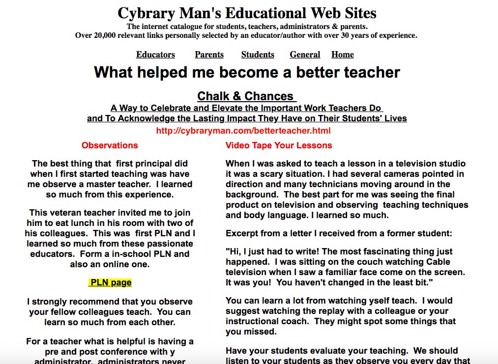 An effective teacher is firm, fair, consistent, caring and shows their passion for learning. What helped me be a better teacher cybraryman.com/betterteacher.… #satchat