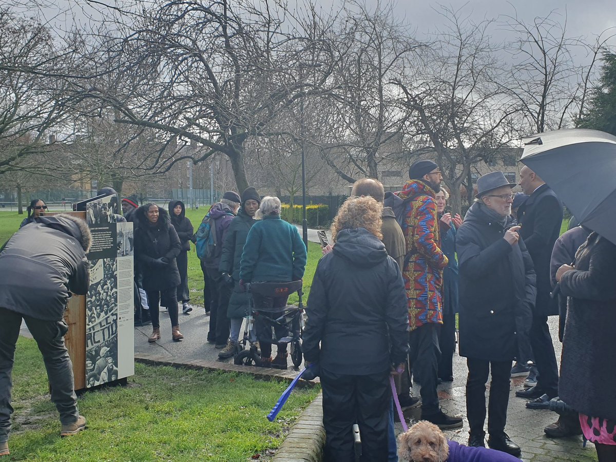 Great local turnout for the unveiling of the new Sir Collins New Cross Fire memorial #hackneydowns