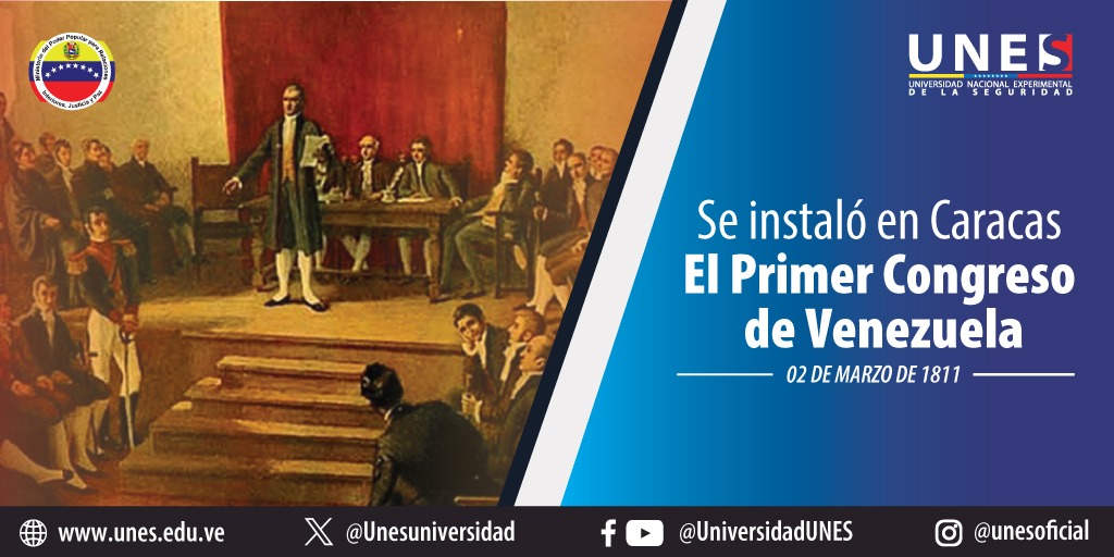 #Efeméride 🇻🇪 Conmemoramos los 213 años de la instalación del Primer Congreso Nacional de Venezuela, convocado para decidir la mejor forma de gobierno en el país. En este histórico Congreso, se declaró la Independencia absoluta de la Corona de España.
#JuntosPorLaVidaYLaPaz
