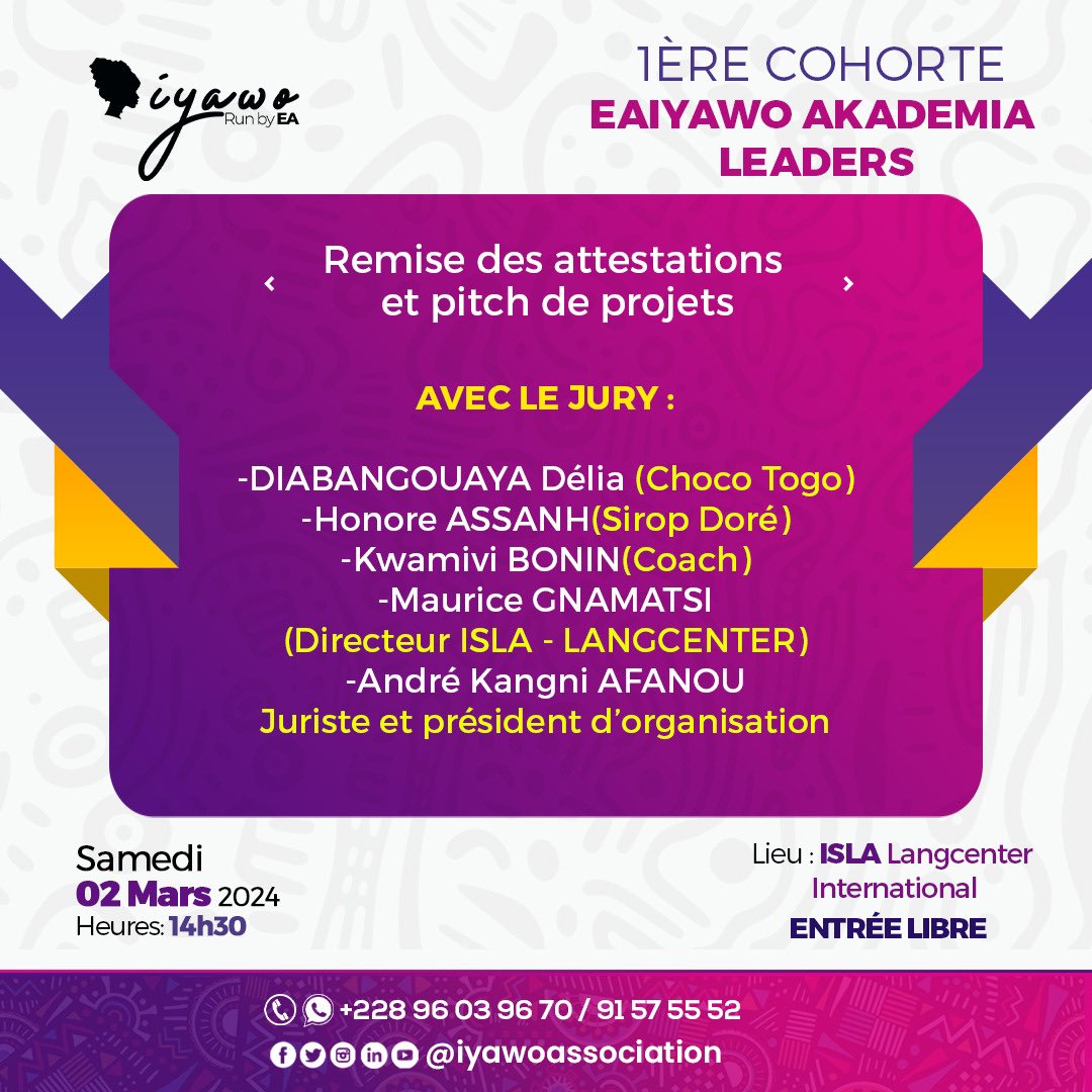 on vous invite ! 
Après plusieurs mois d'apprentissage, aujourd'hui est l'occasion de clôturer en beauté et de montrer devant un jury tout ce que nous nos jeunes ont appris !
#iyawoassociation #impactmediawoman
#elisabethapampa #eadreams