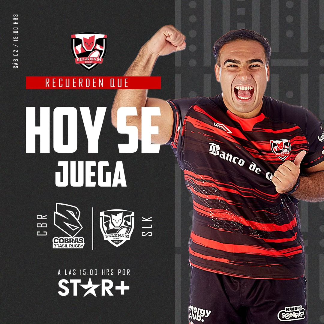 Hoy juegan Selknam y Cobras Brasil 🇨🇱🏉🇧🇷

Sintoniza el mejor rugby chileno en ESPN 3 y Star+ a partir de las 15:00 hrs

#Rugby #ChileRugby #Selknam #SelknamRugby #XorenAytan #LaBarraDeTodos #ElRugbyNosUne