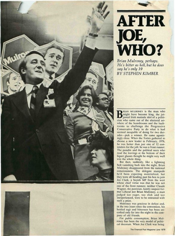 My own Mulroney moment: In 1978, when I was a young freelance magazine writer, Financial Post Magazine assigned me to profile Brian Mulroney. What followed was one of the strangest experiences of my journalism career. stephenkimber.com/my-own-mulrone…