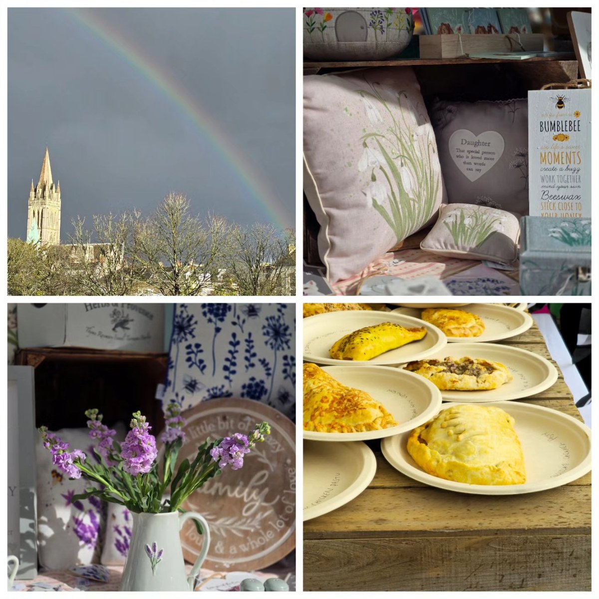 Back at @truro_farmers_market 💚just in time for the start.pirans pasty competition with the new spring collection 🤍💚🤍#trurofarmersmarket #pastycompetition #newstock #springtime