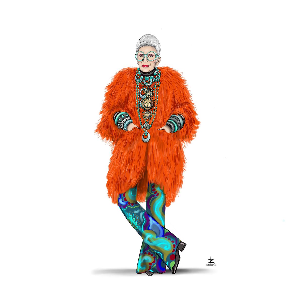 lindazoon's tweet photo. R I P 🦋 Iris Apfel: ‘It’s better to be happy than to be well-dressed.’ Thank you for your inspiration!
#voguefashion #harpersbazaar #irisapfelstyle #irisapfelinspired #fashioninspiration #irisforever
#styleicon #powerwoman
Sketch #lindazoon https://t.co/N8FdO4sb30