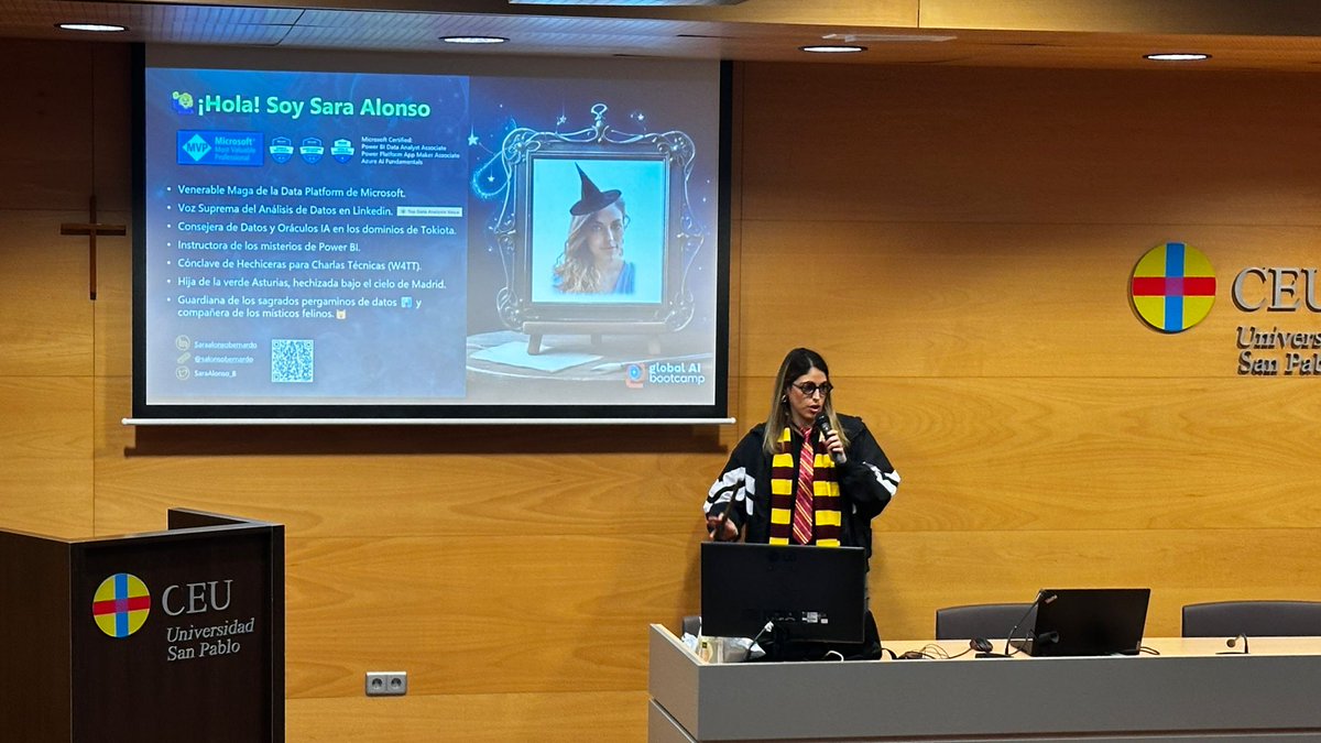<a href="/SaraAlonso_B/">Sara Alonso Bernardo</a> presentando "Haz magia documentando tu proyecto de #PowerBI con Azure #OpenAI 

<a href="/GaibSpain/">Global AI Bootcamp Spain</a> #GlobalAI2024 #ChangeTheCode #EnjoyTheJourney