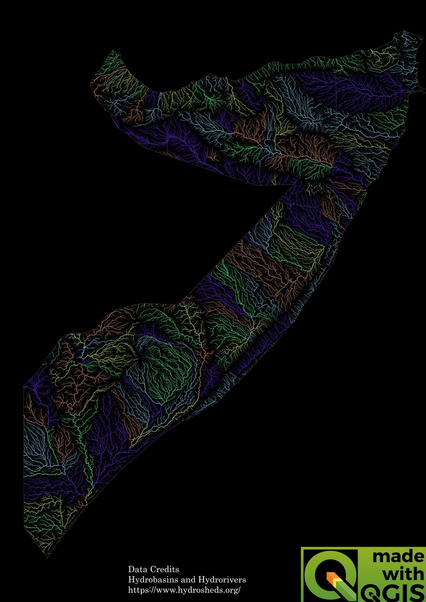 I love artistic river maps so I made one using QGIS,

This is 𝐒𝐨𝐦𝐚𝐥𝐢𝐚 𝐂𝐨𝐥𝐨𝐫𝐢𝐳𝐞𝐝 𝐫𝐢𝐯𝐞𝐫 𝐁𝐚𝐬𝐢𝐧 𝐦𝐚𝐩 and I think it looks beautiful.

#qgis #gismapping #hydrology #rivers #somalia