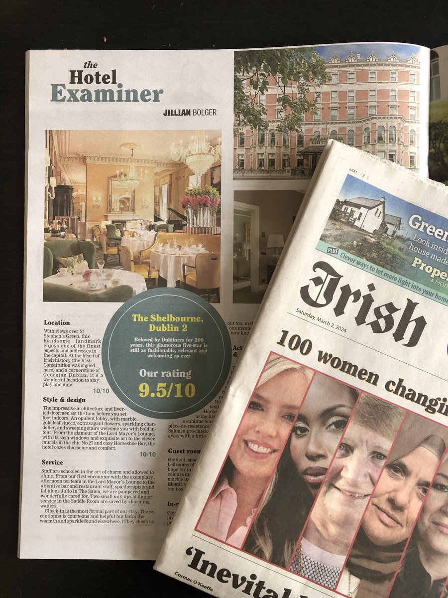 “Beloved by Dubliners for 200 years, this glamorous five-star is still as fashionable, relevant and welcoming as ever.”<a href="/JillianBolger/">Food & Travel Girl • jillianbolger.com</a> gives a glowing review for <a href="/theshelbourne/">The Shelbourne</a> is today’s <a href="/irishexaminer/">Irish Examiner</a>
