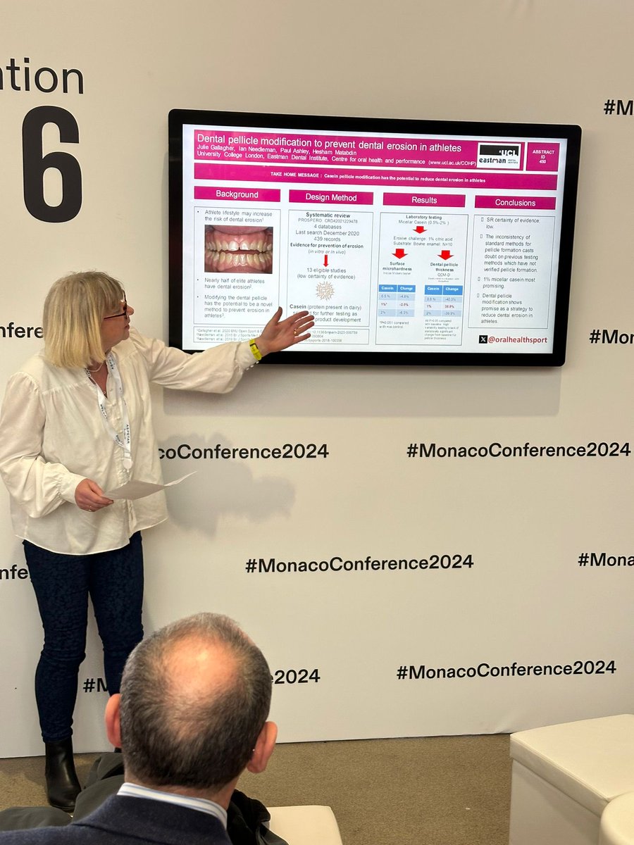 Oral Health in Sport (@oralhealthsport) on Twitter photo Julie sharing the research on potential for pellicle modification to reduce erosion <a href="/ucleastman/">UCL Eastman</a> @PaedDentEastman <a href="/SportingSmiles1/">John Haughey</a> <a href="/IanNeedleman/">Ian Needleman</a> <a href="/basem_uk/">basem_uk</a> #MonacoConference2024 Julie sharing the research on potential for pellicle modification to reduce erosion <a href="/ucleastman/">UCL Eastman</a> @PaedDentEastman <a href="/SportingSmiles1/">John Haughey</a> <a href="/IanNeedleman/">Ian Needleman</a> <a href="/basem_uk/">basem_uk</a> #MonacoConference2024