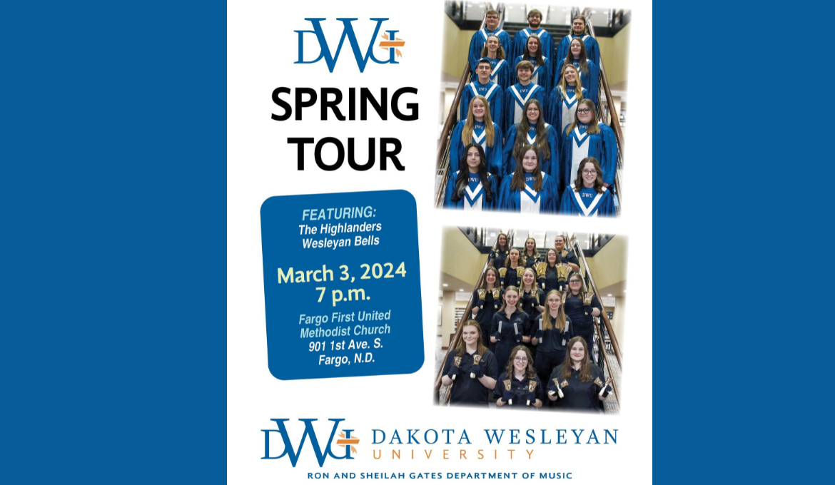 DakotasUM's tweet image. As part of DWU’s spring break, the Highlanders vocal chorus and the Wesleyan Bells will perform in eight communities, including several UMC churches in the Dakotas, March 1-6. #singpraises #lifteveryvoice #DWU ow.ly/2jIH50QJvBV