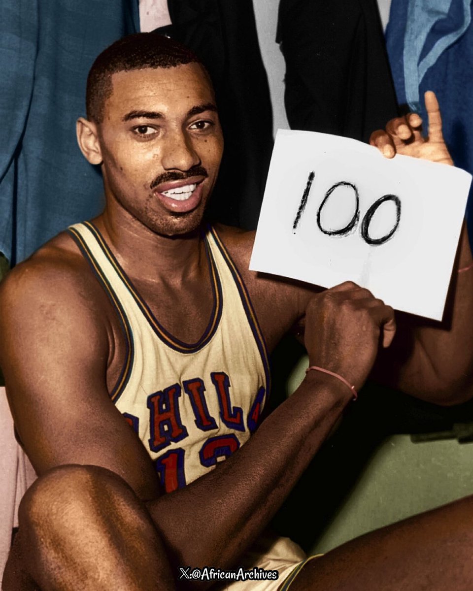 On this day in 1962, Wilt Chamberlain scored 100 points. The NBA single-game highest scoring record. He scored for Philadelphia Warriors in a 169–147 win over the New York.