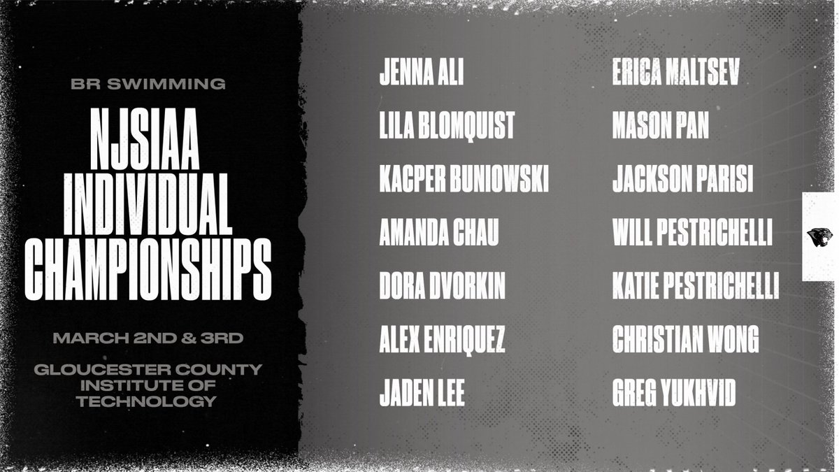 Good Luck to all of our BR Swimmers competing at the Meet of Champions! #GoPanthers