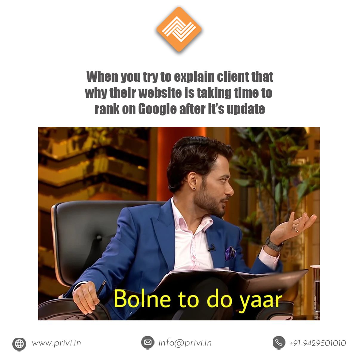 When you are unable to explain to the client about SEO !!!!

Tag your fellow marketer!! 
#SharkTank #Sharktankmemes #memesdaily #Sharktankindia