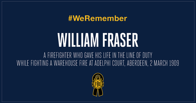 Today, #WeRemember William Fraser, who died in the line of duty 115 years ago today.