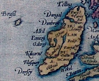 Hy-Brasil, is a phantom island that lies off the Irish Coast . Myth described it as cloaked in mist except for one day every seven years, In 1674, a Captain Nisbet claimed that the island was inhabited by large black rabbits and a magician who lived alone in a stone castle.