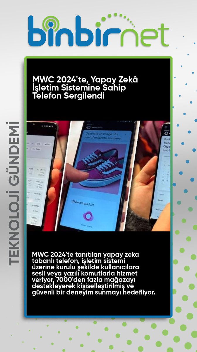 binbirnet's tweet image. MWC 2024’te, İşletim Sistemi Yapay Zekâ Olan Bir Telefon Gösterildi (Tamamen Onun Üzerine Kurulu)
 Haberin Devamı İçin binbirnet.com.tr/blog.html 
#MWC2024 #YapayZeka #BrainTechnologies #AkıllıTelefon #İşletimSistemi