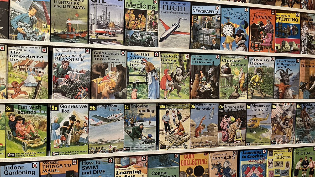 Getting a lot of memories from the Ladybird book wall at <a href="/VictoriaArtBath/">Victoria Art Gallery</a>.