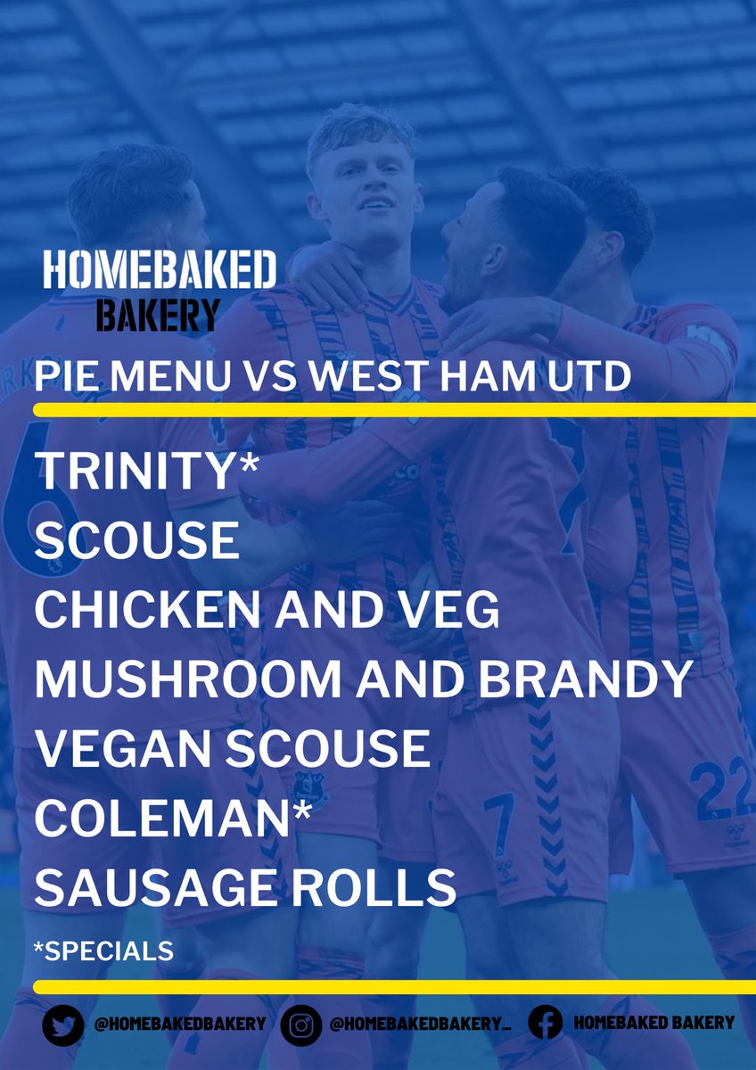 Open until kick off (or until stocks last) down at #EFCFanzone with our award winning pies! 

Not the nicest of weather outside today but nothing one of our tasty pies won’t sort- hopefully 3 points too💙 

#COYB #BuyLocal