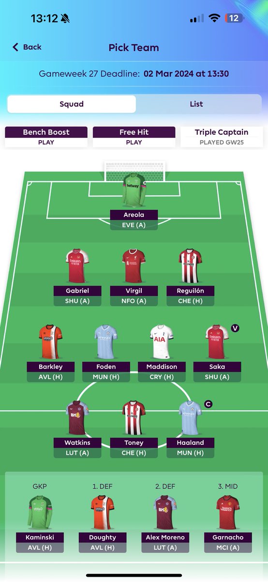 My Gameweek 27 is ready, Maddison in for Hwang. Good luck