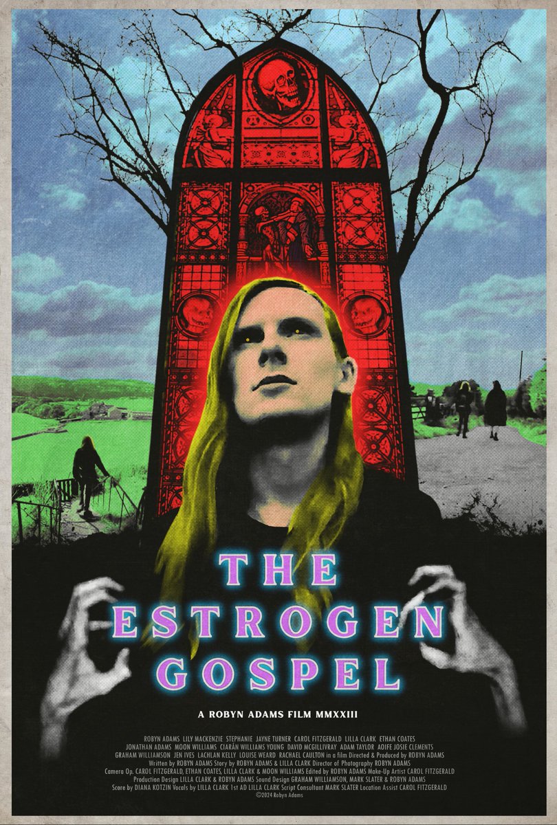 Extremely honoured to share with you all the OFFICIAL poster for my short trans folk-horror epic THE ESTROGEN GOSPEL (2024), designed by the awesome and incredibly talented @benjaminpahlr!!! #ComingSoon #TheEstrogenGospel
