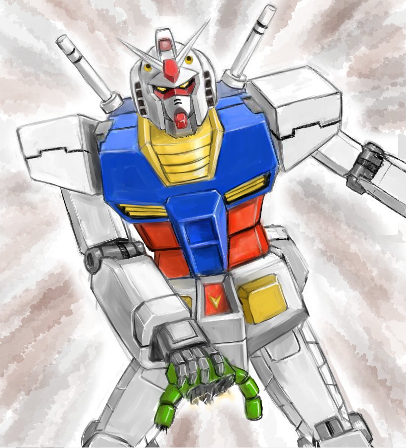 rx-78-2 robot no humans mecha solo yellow eyes v-fin science fiction  illustration images