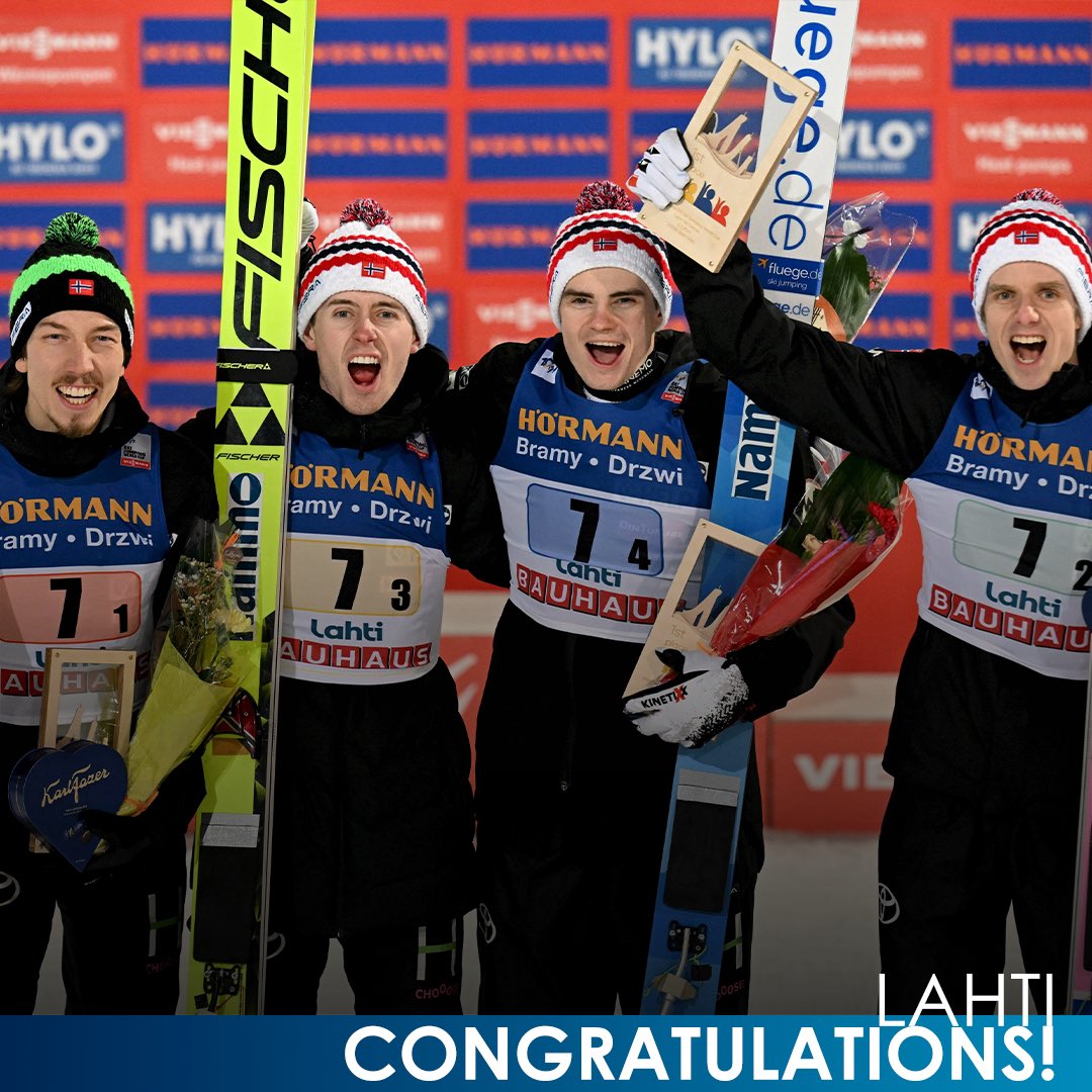 The dream team in the team competition: NORWAY 🇳🇴 🥈Second and 🥉third place goes to Austria 🇦🇹 and Germany 🇩🇪! Congrats! 👏 #worldcup #vierschanzentournee #skijumping #skijumpingfamily #fisskijumping #4hills #lahti
