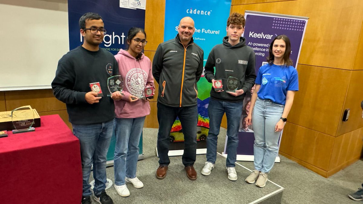"View From The Top" has won second place at #IrlCPC2024!
 Their team has shown off their aptitude for problem-solving and coding, and each member wins a ninth-generation Apple iPad! 
Congratulations! <a href="/Cadence/">Cadence</a>  <a href="/keelvar/">Keelvar</a>  <a href="/insight_centre/">Insight Research Ireland Centre</a>