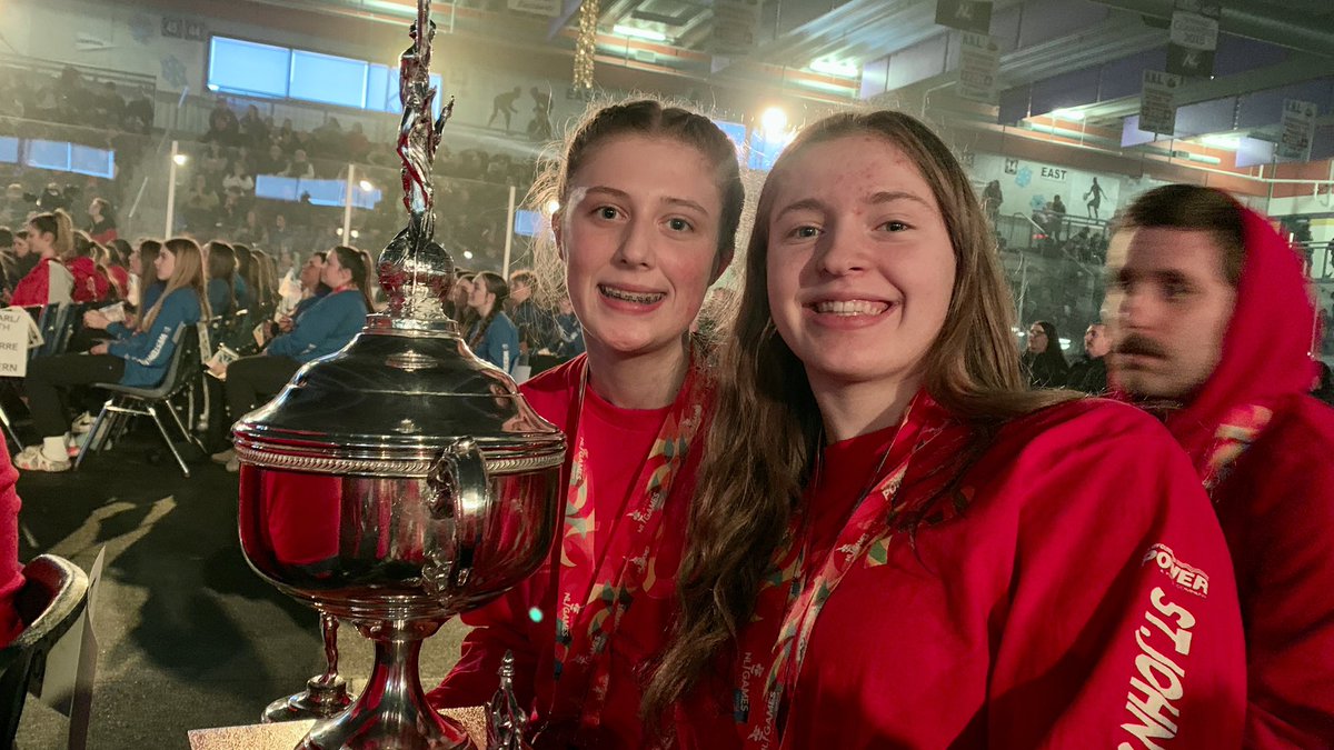 Our captain Leah Quinlan and Emma Stone from St John’s North Basketball accept the Premier’s Cup on behalf of all St John’s North athletes. The Premier’s Cup is awarded for most points at the @nlwinter games!