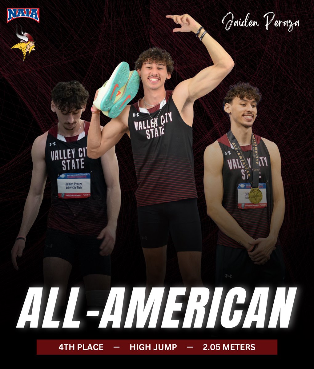 VCSU XC/T&F (@vcsuxctf) on Twitter photo ALL-AMERICAN ‼️
Jaiden Peraza placed 4th in the High Jump to earn All-American Honors at the NAIA Indoor National Championships! 🔥
Way to go Jaiden! 💪
#WeAllRow <a href="/VCSUVikings/">VCSU Vikings</a> ALL-AMERICAN ‼️
Jaiden Peraza placed 4th in the High Jump to earn All-American Honors at the NAIA Indoor National Championships! 🔥
Way to go Jaiden! 💪
#WeAllRow <a href="/VCSUVikings/">VCSU Vikings</a>
