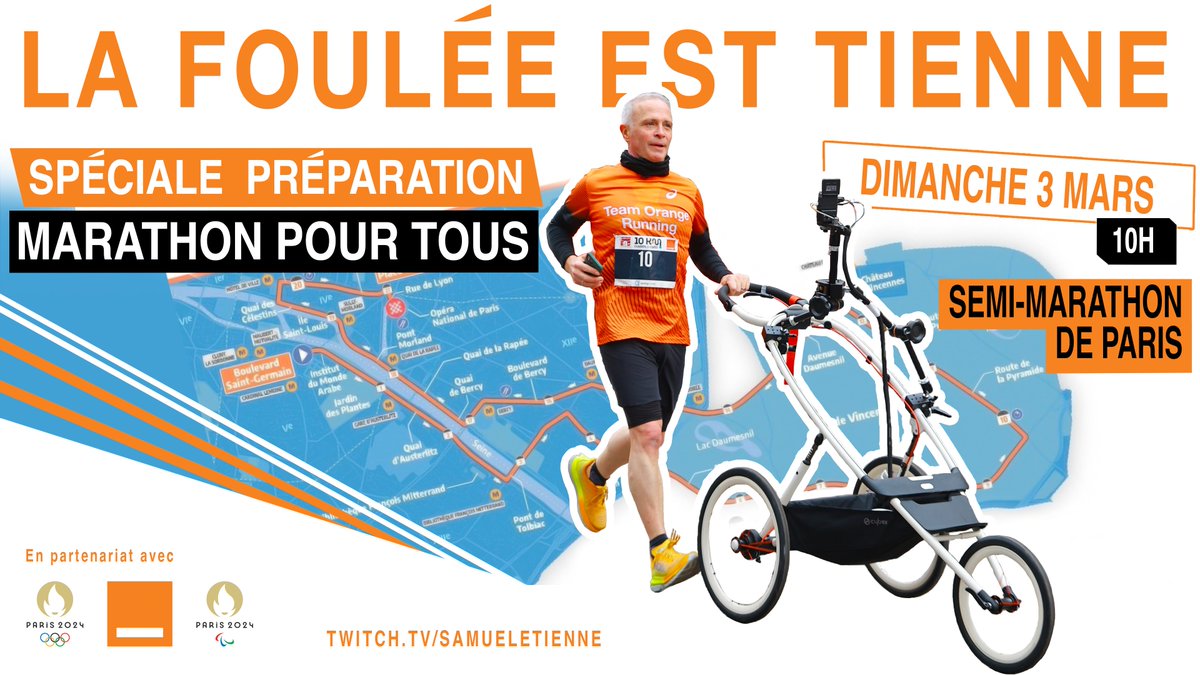 Pour devenir champion du monde d'esport, c'est important de garder la forme ! Demain matin 10H, rdv pour le semi-marathon de Paris, avec ma célèbre poussette de running de stream @orange @Paris2024 #MarathonPourTous #collaborationcommerciale