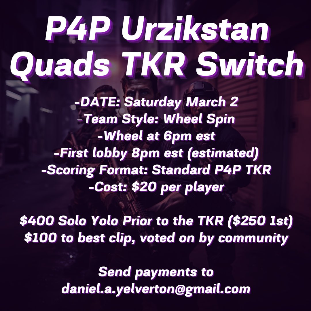 If you’re not doing anything tnite, get signed up for this!!! Gunna be a BANGER!! Solo Yolo before TKR starts. Don’t miss out!!