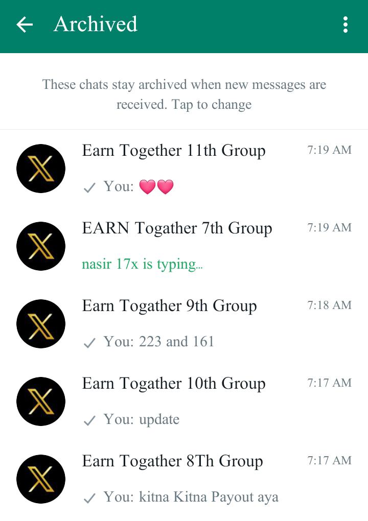 ❣️الحمدللہ میرے 11 گروپ  کے  90 ممبرز کے اچھے Payout آئے ہیں..✨✨

اگر آپ میری ٹیم کا حصہ بننا چاہتے ہیں اور X سے کمانا چاہتے ہیں تو..

✅1۔ مجھے فالو کریں..
✅2۔ اس پوسٹ کو Repost کریں 
✅3۔ کمنٹس میں Handel  X لکھ دیں.

میں خود آپ کے Inbox میں رابطہ کرکے a Add کردوں گی.