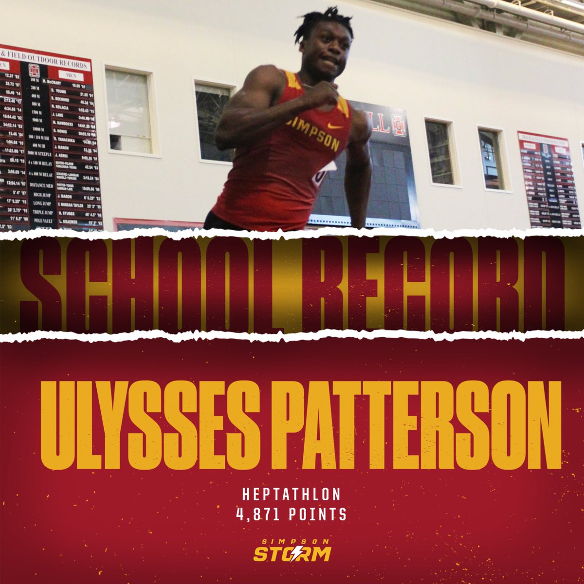 Ulysses Patterson breaks his own school record in the heptathlon and ties for first in the overall competition with 4,871 points!

Patterson finished in the top three in six of the seven individual events.

#rollriversTF