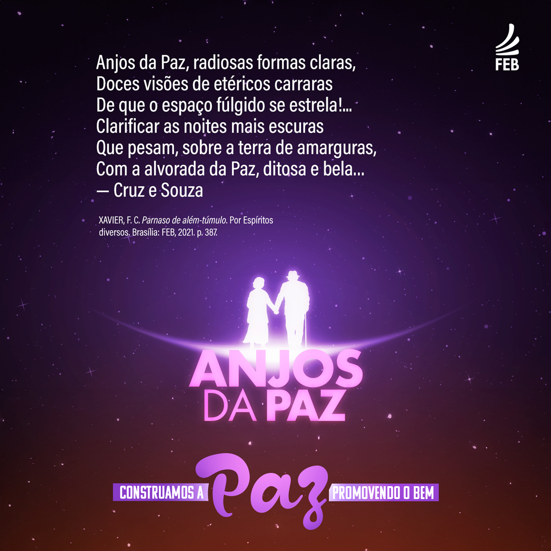 O destaque para nossa reflexão do dia é para os Anjos da Paz. Quem são os anjos da paz em sua vida?
#paz #construamosapaz #promovendoobem #federacaoespiritabr #espiritismobr #campanhafeb