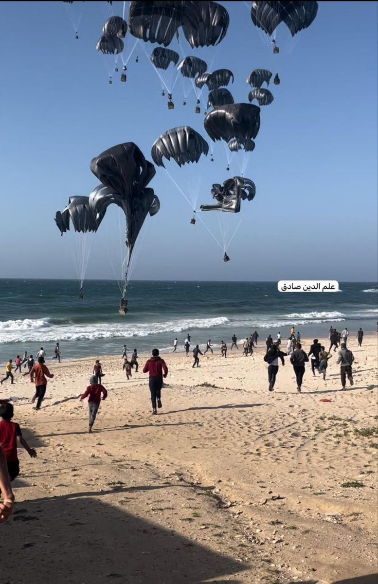 The C-130 of the USAF that dropped aid on Khan Yunis in Gaza this morning, took off from Al Udeid US Base in Qatar #AirDropAidForGaza