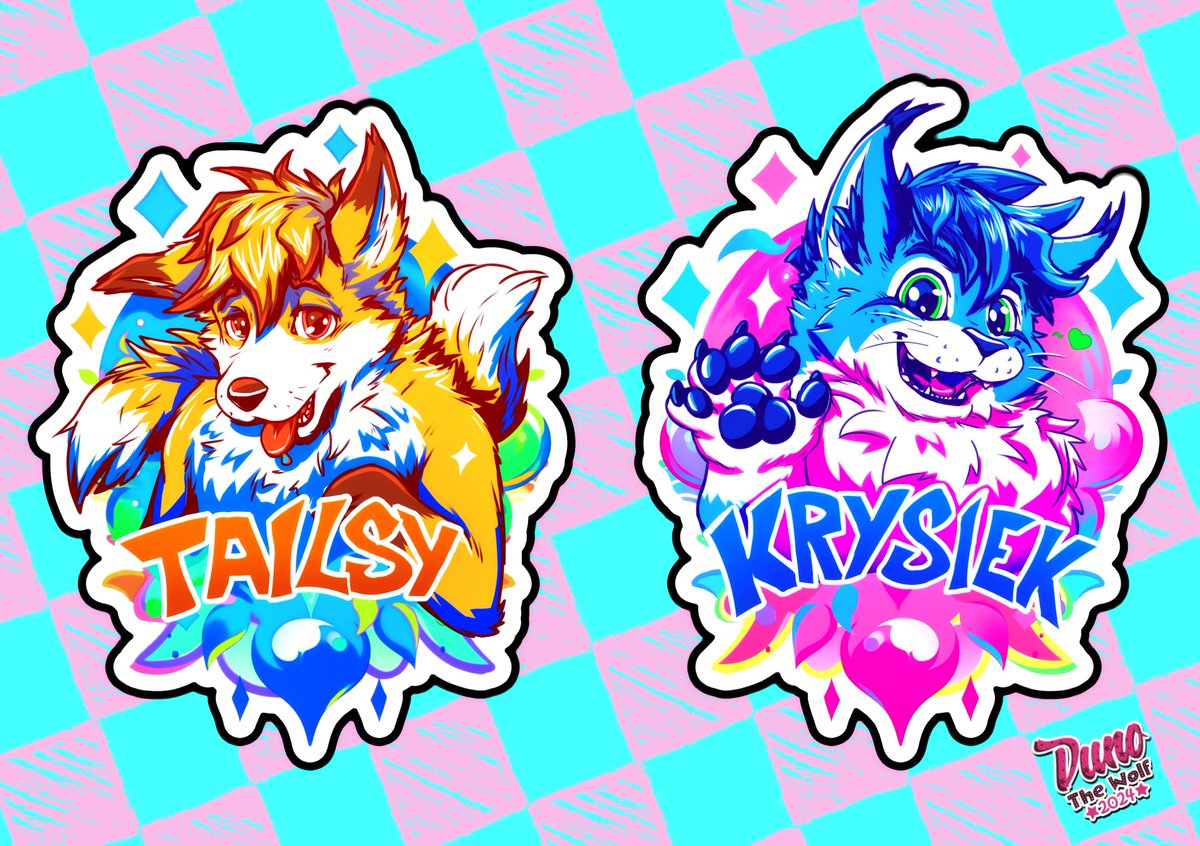 A couple of badges for a couple of cuties @Tailsy13 & @tenrysiek #Furry #FurryArt