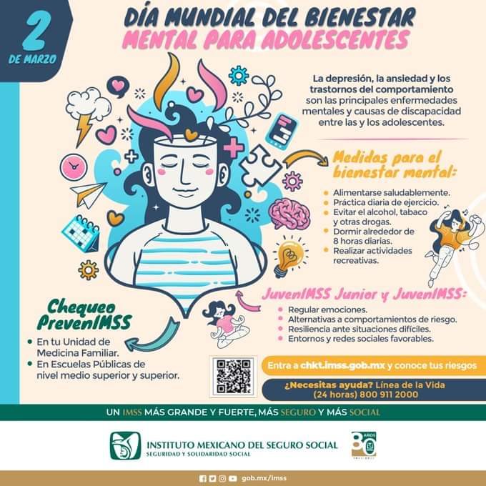 Pensemos en la salud mental de nuestro adolescentes. 

#DiaMundialDelBienestalMental #Adolescentes #TuPsicologaFavorita