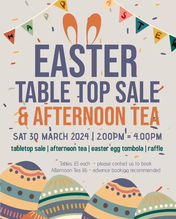 Easter Table Top Sale &amp; #AfternoonTea 

Sat 30 March 2024 | 2PM  - 4PM

More info hamsteelscommunitycentre.org.uk/easter-table-t…