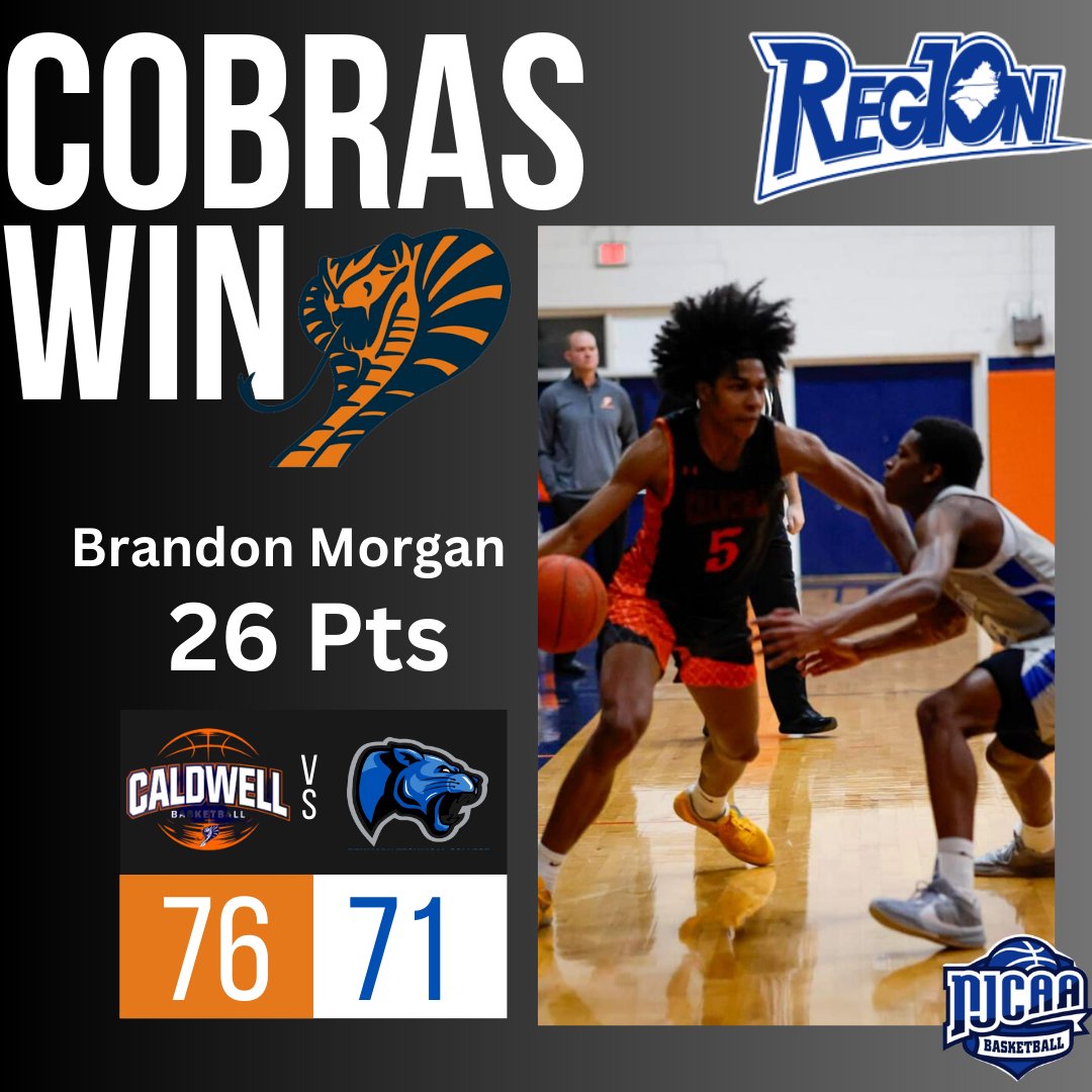 Stat leaders: @B_Morgan5 26pts and 5 rebs @Global__Tj 16pts 3-3pm @pharrellb13 15pts and 12 rebs @SmallsTrevur 14 pts and 7 rebs @Caldwell_MBB move to: 26-1, 14-0 Region 10 D-1