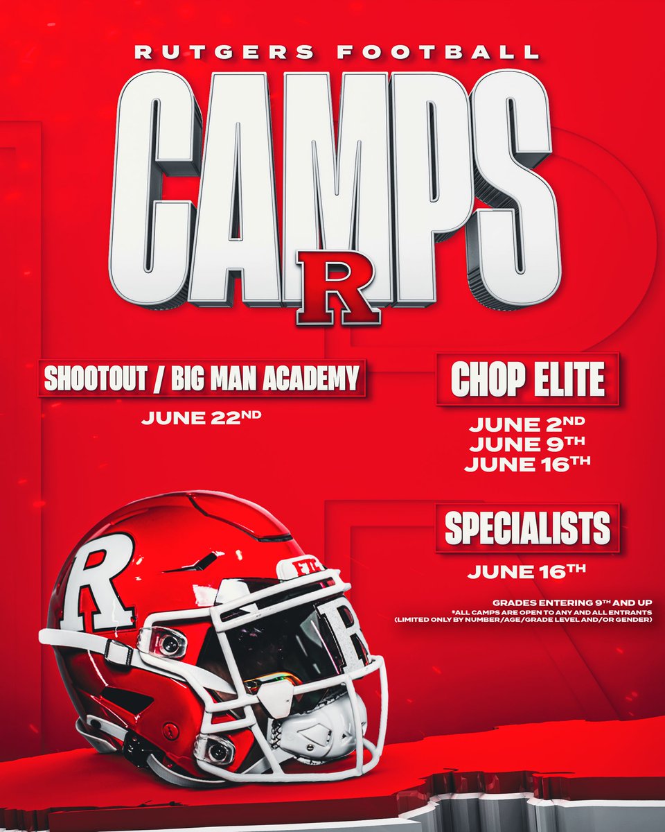 The Rutgers Football Camps are LIVE! 🔗 tinyurl.com/RUCamps