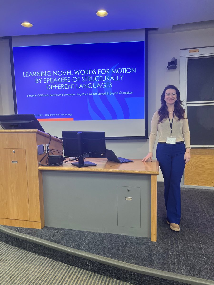 Diving into the dynamics of language at #GURT2024! 🌐 Don't miss the 9:30 session with Irmak Su Tütüncü, Samantha N. Emerson, Jing Paul, Murat Şengül &amp; Şeyda Özçalışkan. Exploring how speakers of structurally different languages learn novel words for motion.🗣️ #LanguageLearning