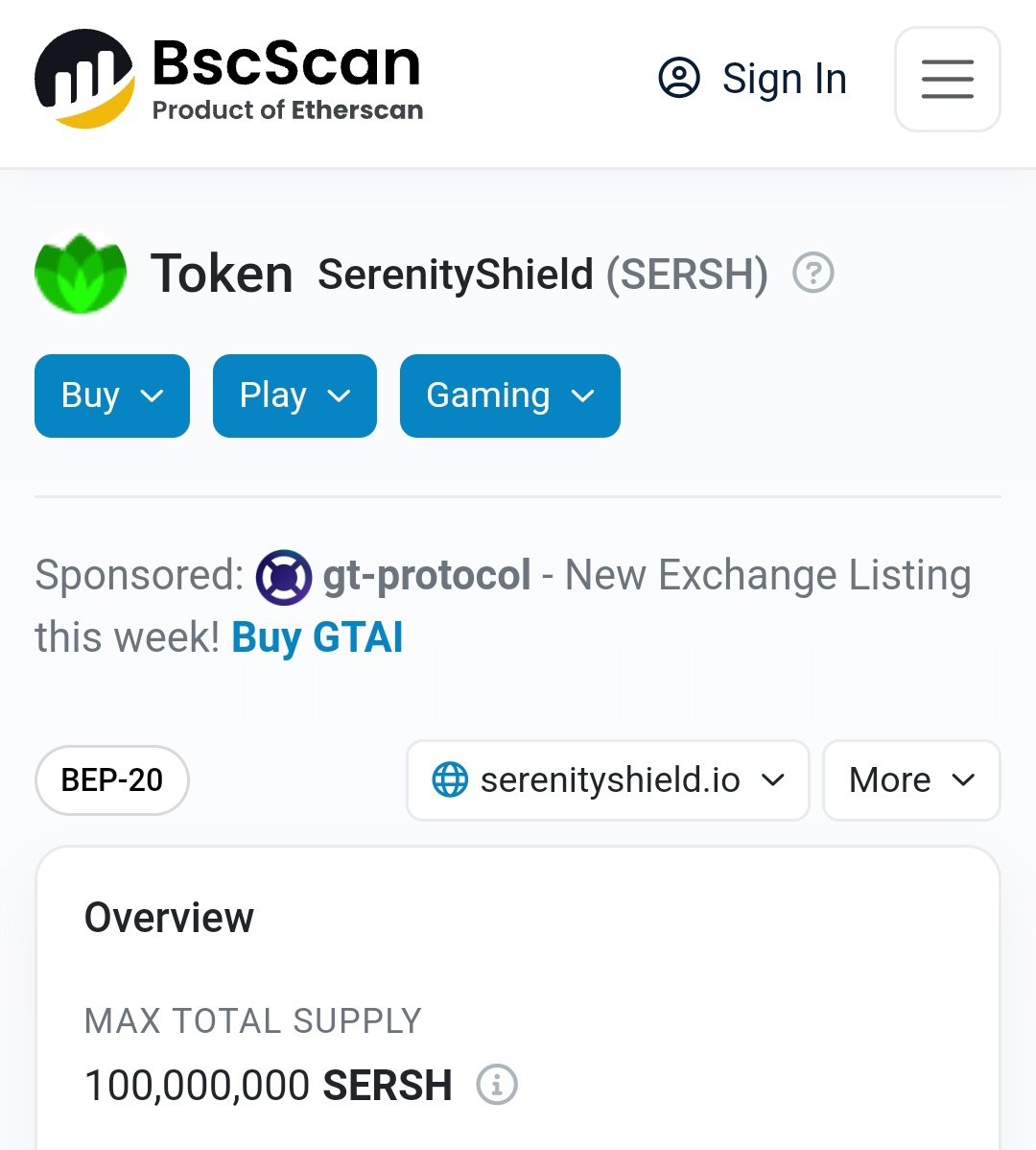 📢 The new V2 $SERSH token contract is now available to view on BSCScan.  Kindly note that the new address is not yet active for trading, and we  advise you not to
