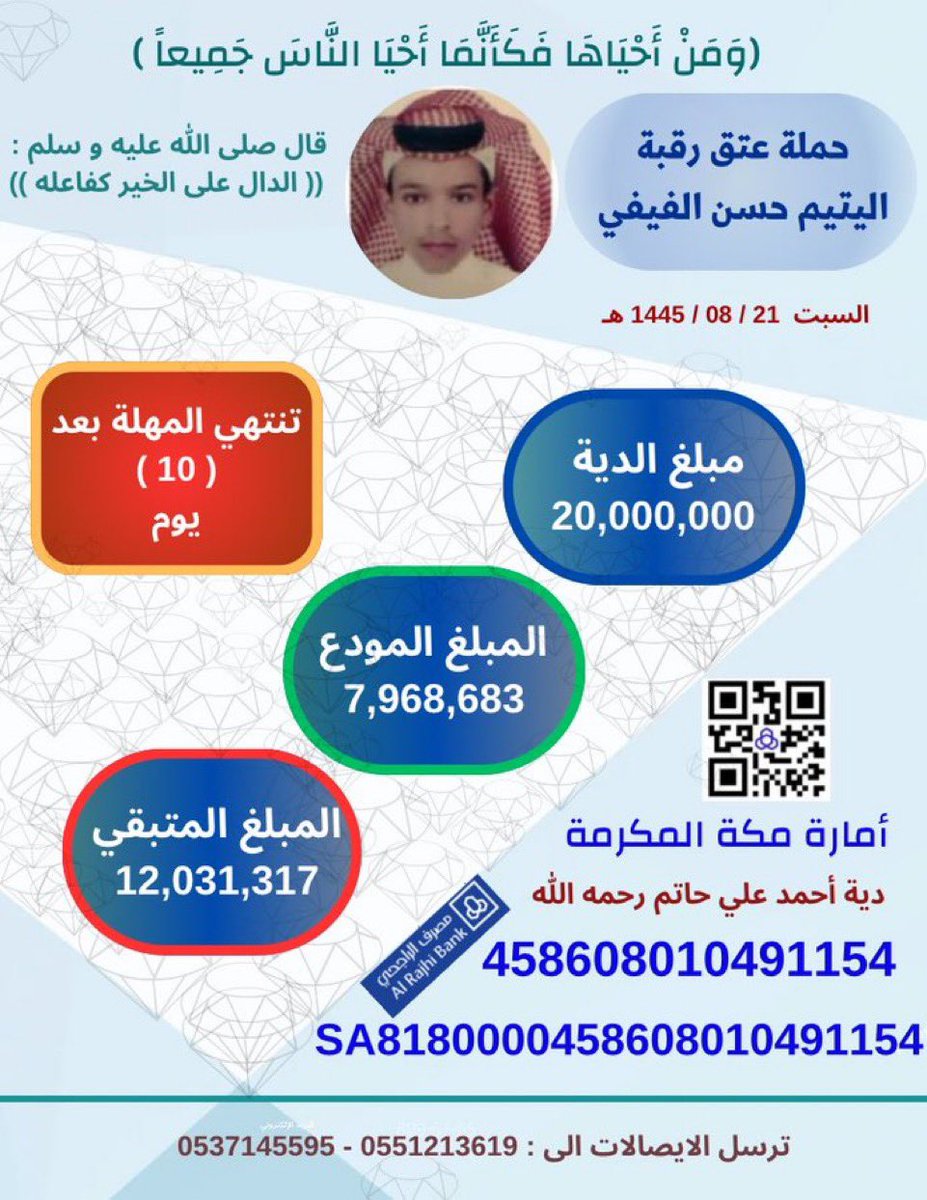 Roh_m8's tweet photo. لا تخلون ام حسن تكفوون😔

ما نقص مال من صدقة "
انفق لو ريال صدقة يومك وأنوي بها ماشئت لعلها هي الف��ج لك ..

باسم المحول عليه ( إمارة منطقة مكة المكرمة تبرعات ديه علي حاتم ) 
الأيبان: SA8180000458608010491154
رقم الحساب: 458608010491154

#عبدالعزيز_بن_فهد
#ام_حسن_الفيفي_تنخاكم5 https://t.co/duplVgBXyT