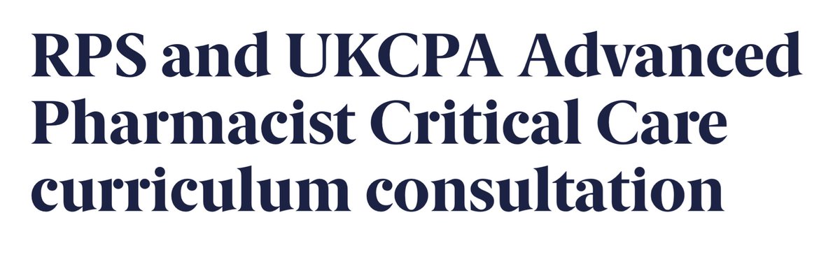 #CriticalCarePharmacist Advanced Curriculum is also currently out for consultation

It is a bolt-on to the Advanced core curriculum already out

Open until 12th March

rpharms.com/development/cr…