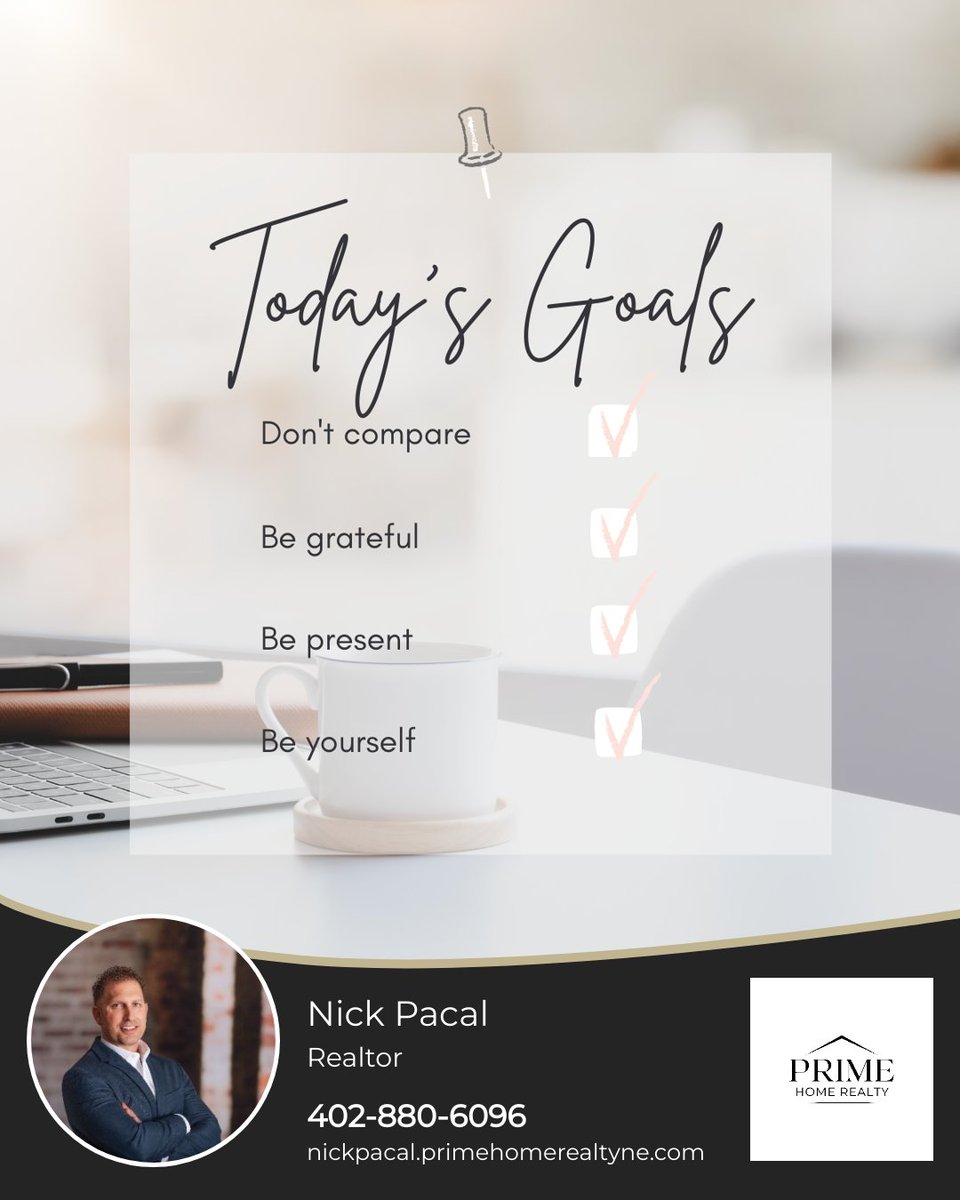 Just a few reminders as you head into another day! Make today count!

#dailyreminders #justbeyou #gratefulalways #Realestateboss #Realestateagent #ListingSpecialist #HousingMarket #Realestateofmind